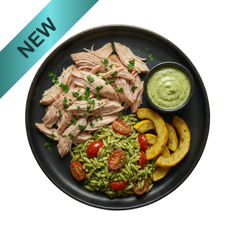 Balsamic Glazed Turkey with Pesto Orzo