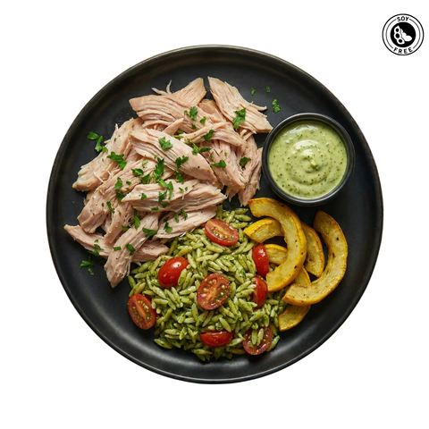 Balsamic Glazed Turkey with Pesto Orzo