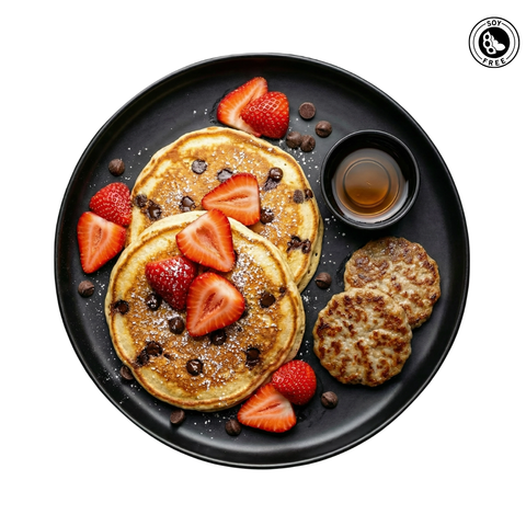 Strawberry Chocolate Chip Protein Pancakes